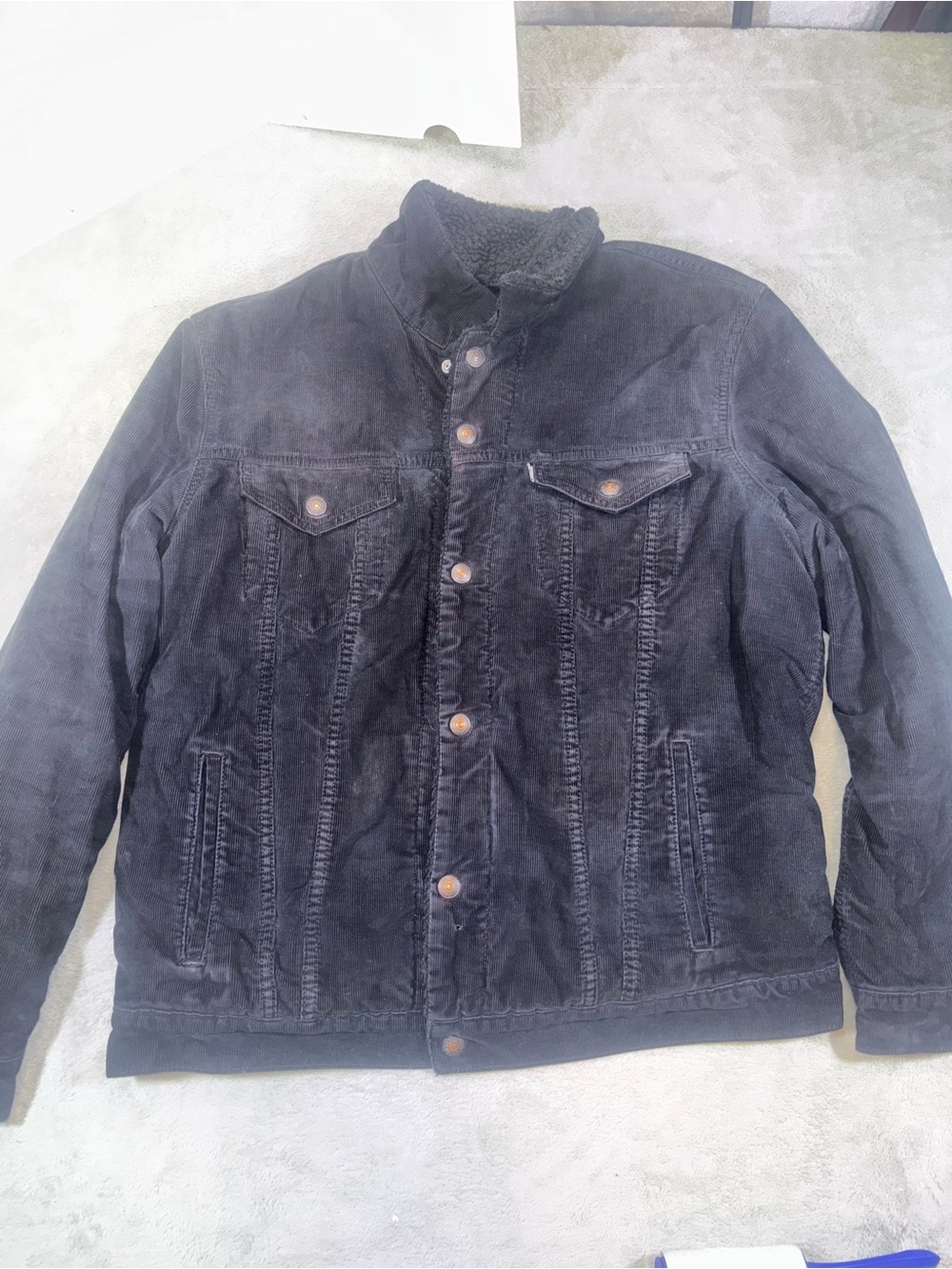 Levi's Sherpa-Lined Corduroy Trucker Jacket Black Men's Size XL